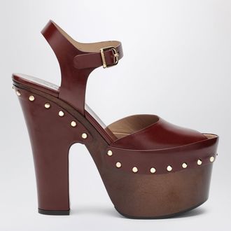 Chlo&eacute; Zoccoli Meret in pelle di vitello viola bruciato