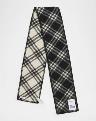 Burberry Men & apos;s Narrow Check Wool Scarf