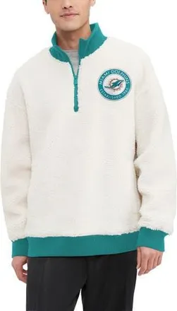 Tommy Hilfiger Mens Tommy Hilfiger Cream Miami Dolphins Jordan Sherpa Quarter-Zip Sweatshirt at Nordstrom, Size Xx-Large