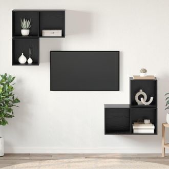 Berkfield Home TV Cabinet Set 4 pcs Black oak 37 x 37 x 72 cm Engineered wood