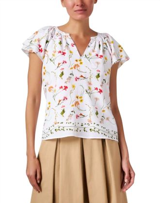 ECRU Loren Flutter Sleeve Top In Bloom