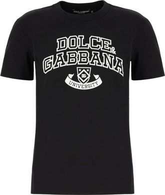 Dolce & Gabbana Tops, Dames, Zwart, M, Katoen, T-shirt