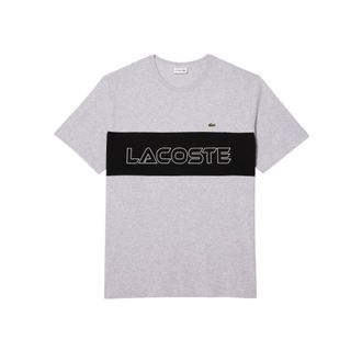 Lacoste Heren T-shirt van dik katoen met kleurblokken en getailleerde pasvorm (Grijs)