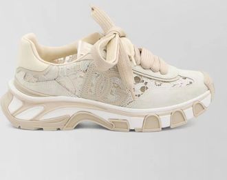 Dolce & Gabbana lace and suede low-top sneakers