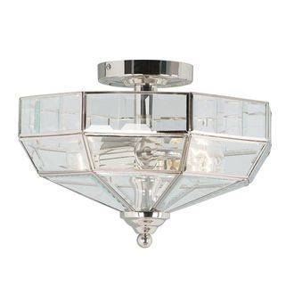 Netlighting Old Park 2 Light Semi Flush Ceiling Light Polished Nickel E27 in Grey