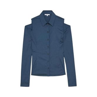 Patrizia Pepe Patrizia Pepe, Shirts, female, Blue, Size: S Cotton Blouse with Elegant Design