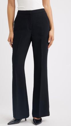 Open Edit Curator Crepe Flare Leg Trousers in Black at Nordstrom, Size 10
