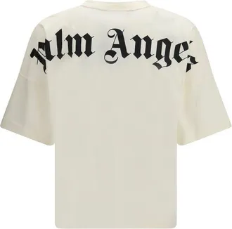 Palm Angels Mens Beige Cotton T-Shirt