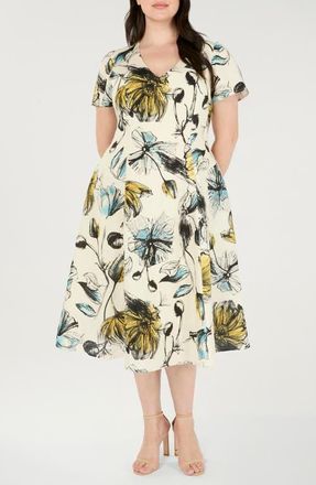 Estelle Vanessa Floral Empire Waist Dress in Oyster Cove at Nordstrom, Size 24W