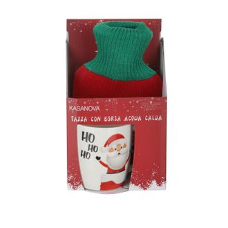 KASANOVA Set tazza 380 ml e borsa acqua calda Babbo Natale