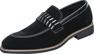 Generic Mens Pointed Toe Dress Shoes UK Slip-On Fleece Loafers Low Cut Flat Moccasins Casual Lightweight Comfy Sneakers Plus Size Soft Shoewear for Office Wor