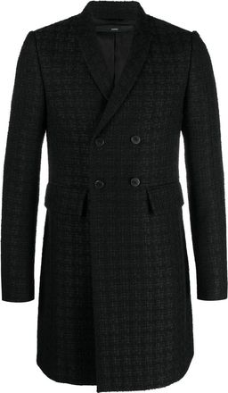 SAPIO boucle double-breasted coat - men - Wool/Polyamide/Mohair/Cupro/Cotton - 50 - Black