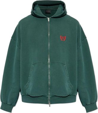 Balenciaga Laurel Classic Zip-Up Hoodie - Heren - Vesten met rits - Groen - XL - Katoen - Hoodies & sweatvesten