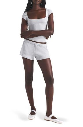 SKIMS Stretch Cotton Rib Loose Shorts in Z/dnulight Heather Greydnu at Nordstrom, Size Xx-Small