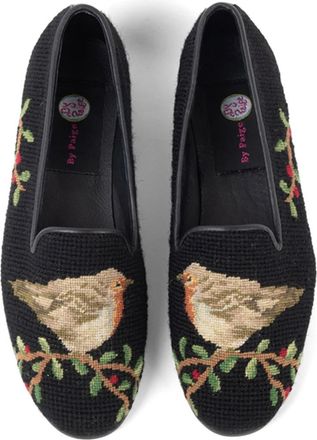By Paige Needlepoint Bird Flat in Robin On Black at Nordstrom, Size 7.5