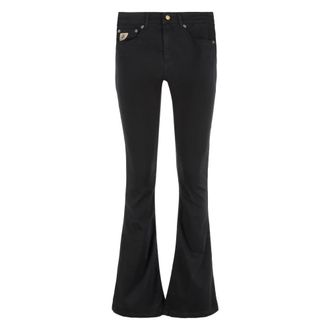 Lois Wide Trousers, female, Black, W27, Flared Trousers with Logo Patches