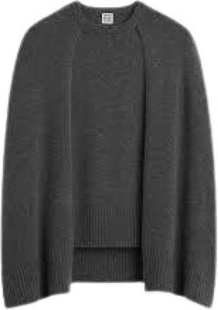 Toteme Crew Cape Knit - Dames - Vesten - Grijs - M - Leer - Truien & Vesten