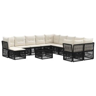 vidaXL Conjunto De Sof&aacute;s De Jard&iacute;n 12 Pcs Negro Rat&aacute;n Sint&eacute;tico Vidaxl