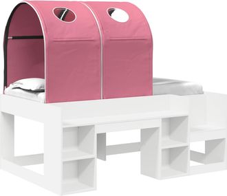 vidaXL Cama Con T&uacute;nel 3 Uds. Blanco Y Rosa Madera De Ingenier&iacute;a Vidaxl