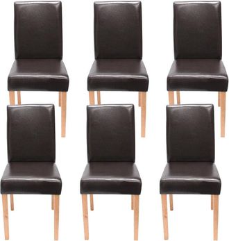 Hhg Hhg - Juego De 6 Sillas De Comedor Silla De Cocina Littau, Cuero, Marr&oacute;n, Patas Claras