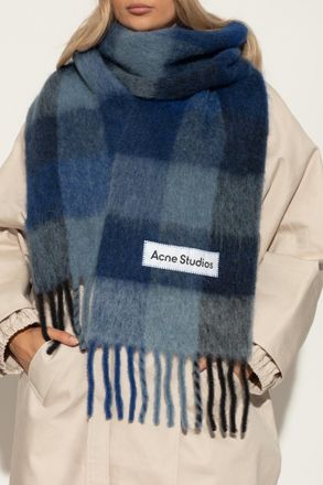 Acne Studios Scarf With Logo, Unisex, Navy Blue