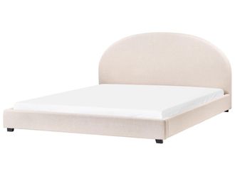 Beliani Cama matrimonial de tejido beige 180x200