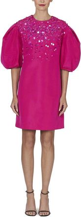 Carolina Herrera Dramatic Sleeve Silk Shift Dress