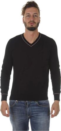 Armani Jeans Gezellige Gebreide Trui - Heren - V-hals truien - Blauw - L - Katoen - Truien & Vesten