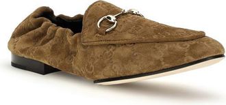 Gucci Womens Brown Calf Leather Bos Taurus Slip-On Loafers