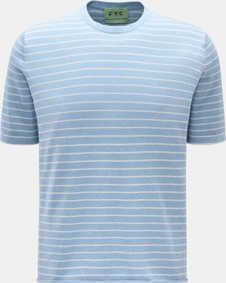FTC Men - Short sleeve crew neck jumper light blue/white striped