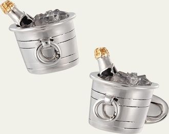 Jan Leslie Sterling Silver Crystal Quartz Champagne Bucket Cuff Links