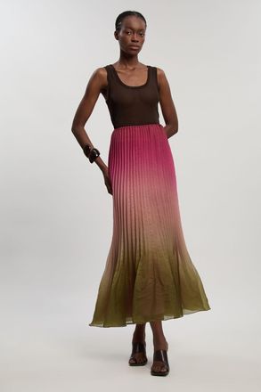 Karen Millen Womens Pleated Slub Organdie Woven Maxi Skirt - Multicolour - Size 16 UK