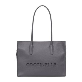 Coccinelle C-Easy Tote - Dames - Tassen - Grijs - Maat: ONE Size Leer