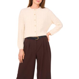 Vince Camuto Crop Cable Cardigan in Birch at Nordstrom Rack, Size X-Large