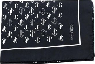 Jimmy Choo London Pa&ntilde;uelo de Seda con Logo - Accessories - Mujer - Negro - ONE SIZE