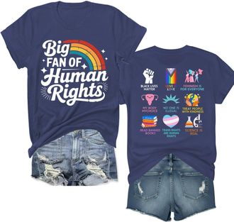 Generic Big Fan of Human Rights T Shirt Human Rights Shirt for Women Men Tee Navy Blue