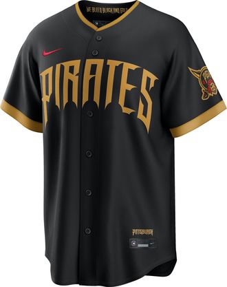 Nike Pittsburgh Pirates City Connect Nike Mens MLB Stadium Jersey in Black | RE260H0KPTB-43L