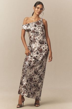 BHLDN Sienna Off-The-Shoulder High-Shine Satin Maxi Dress