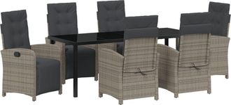 vidaXL Garden Dining Set 7 pcs Grey Poly Rattan vidaXL