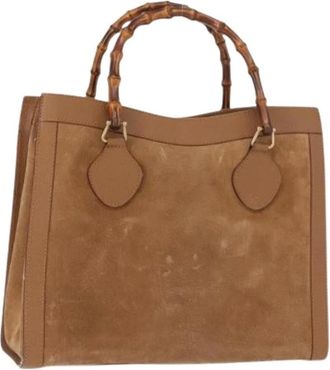 Gucci Pre-owned Handbags, female, Brown, Size: ONE SIZE Pre-owned Vintage Suede Handbag