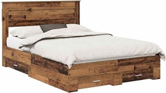 vidaXL Bed Frame with Headboard Old Wood 140 x 190 cm Engineered Wood vidaXL