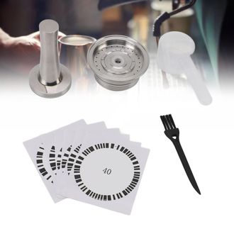 Infinite C&aacute;psula De Caf&eacute; Reutilizable De Acero Inoxidable De 230 Ml Con Prensador, Cuchara, Cepillo, Pegatinas Y Sellos Para Cafeteras Dom&eacute;sticas - Juego Compl
