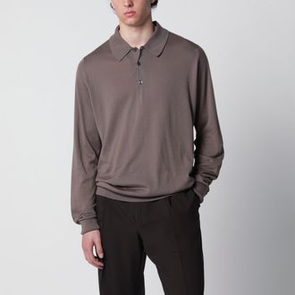 John Smedley Finchley moss beige cotton polo shirt