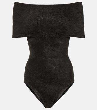 Alaia Ala&iuml;a Off-shoulder velvet bodysuit