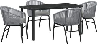 vidaXL Garden Dining Set 5 pcs Grey Poly rattan Vidaxl