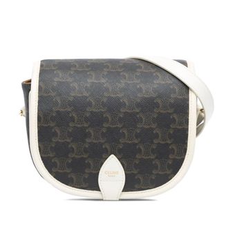 Celine Pre-owned Celine Medium Triomphe Coated Canvas Folco Crossbody Ladies U-GM-0240