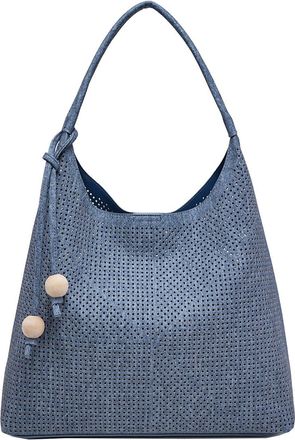 Generic 2 Piece Womens Perforated Hobo Shoulder Bag Set with Crossbody Pouch, Faux Leather, Sustainable Fashion, 38 x 30 x 13 cm (Jean)