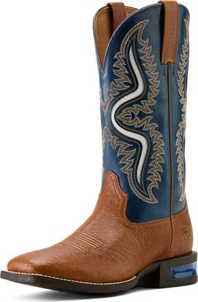 Ariat Mens Captivate Wide Square Toe Western Boots in Red Oak Deep Blue, D Medium Width, Size 10.5, by Ariat