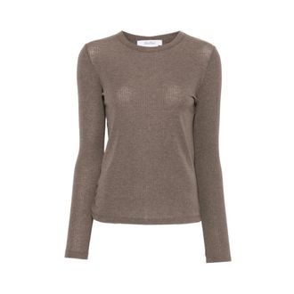 Max Mara Trui met ronde hals - Dames - Ronde hals truien - Bruin - M - Truien & Vesten