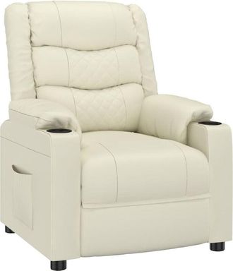 vidaXL Sill&oacute;n Reclinable De Cuero Sint&eacute;tico Crema Vidaxl
